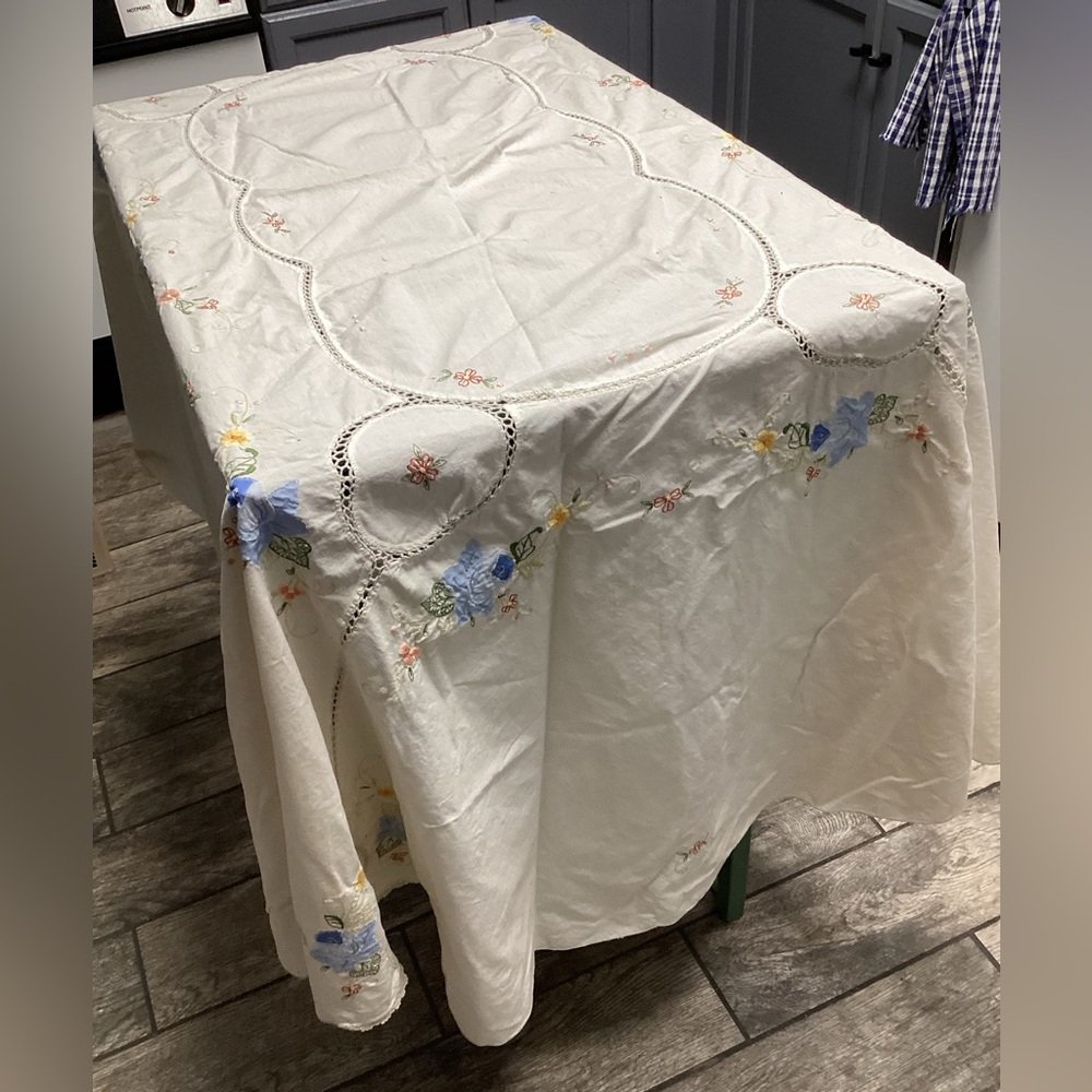 SOLD! Vintage Embroidered 80” Round